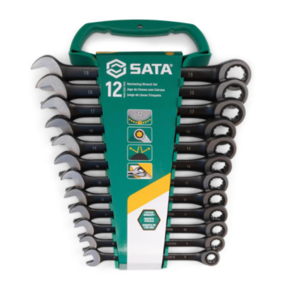 Set Chiavi Combinate a Cricchetto Piatte Black Edition Metriche 12pz SATA